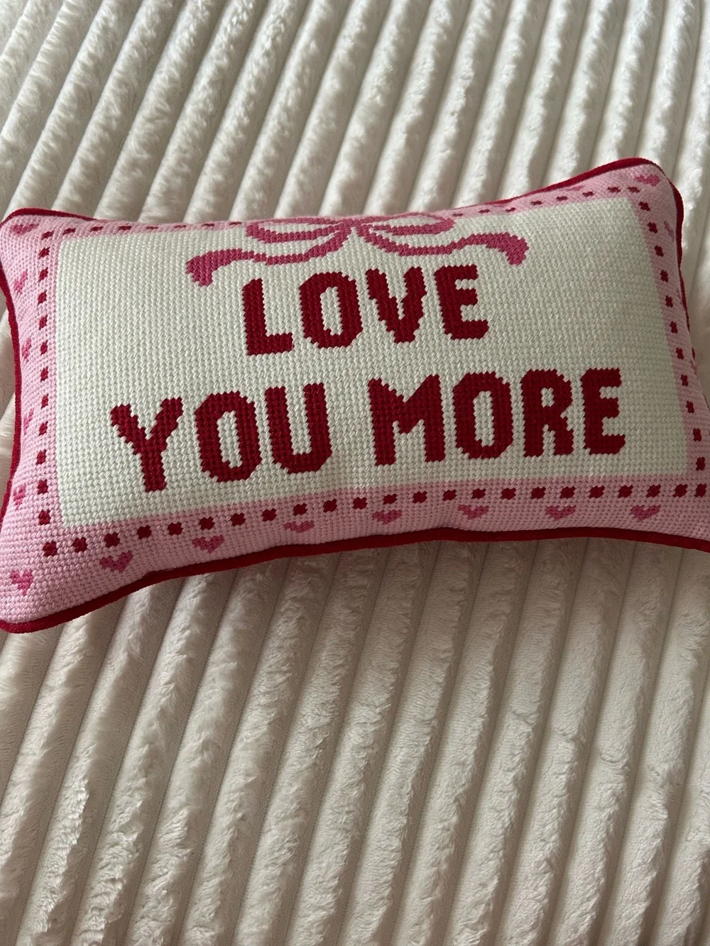 New LOVE YOU MORE needlepoint pillow